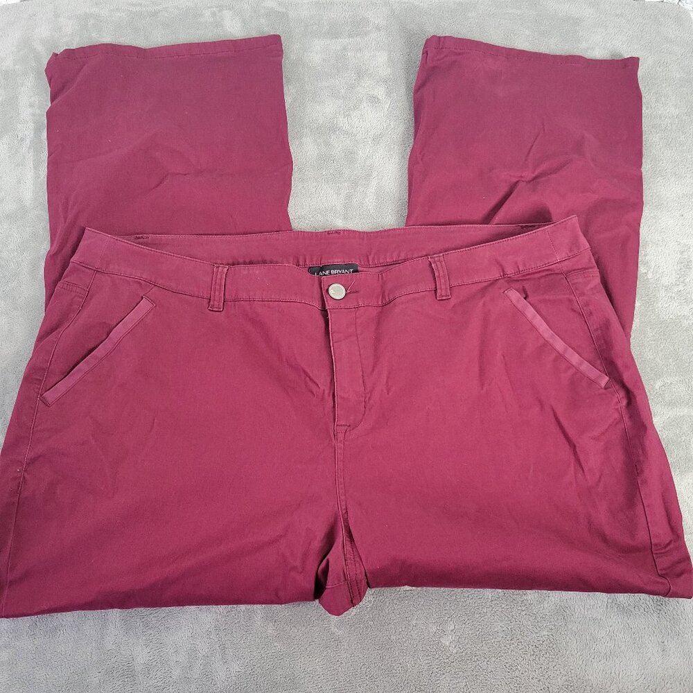 Lane Bryant 26 Pants Burgundy Soft Denim Bootcut Stretch Elastic Waist BOO1E
